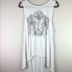Free People Boho Fringe Army of Lovers Tank M